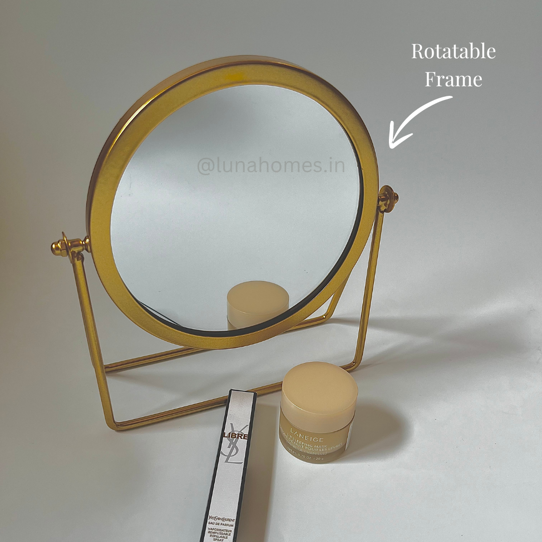 Golden Rim Rotatable Vanity Mirror