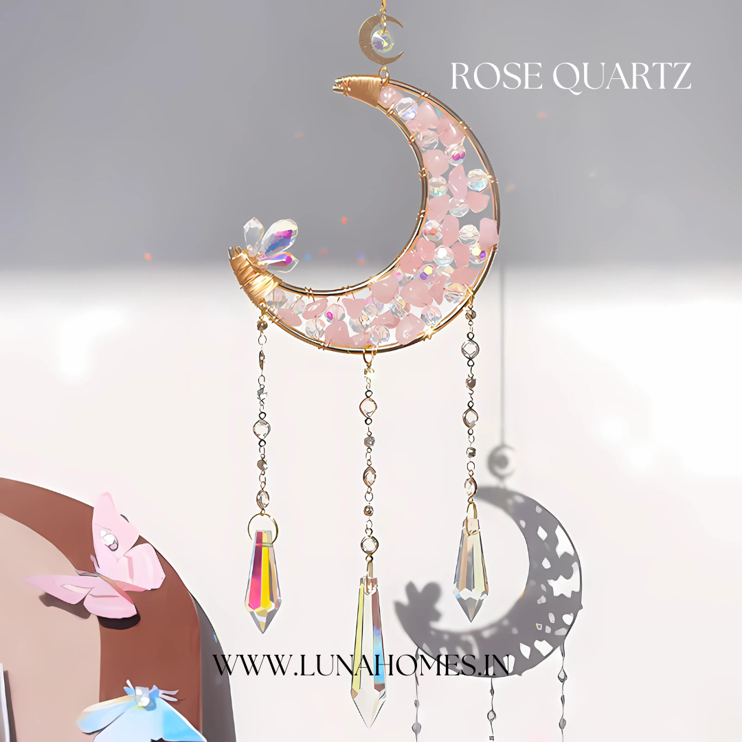 Aurora Half Moon- Natural Gemstone Handcrafted SunCatchers | Suncharms