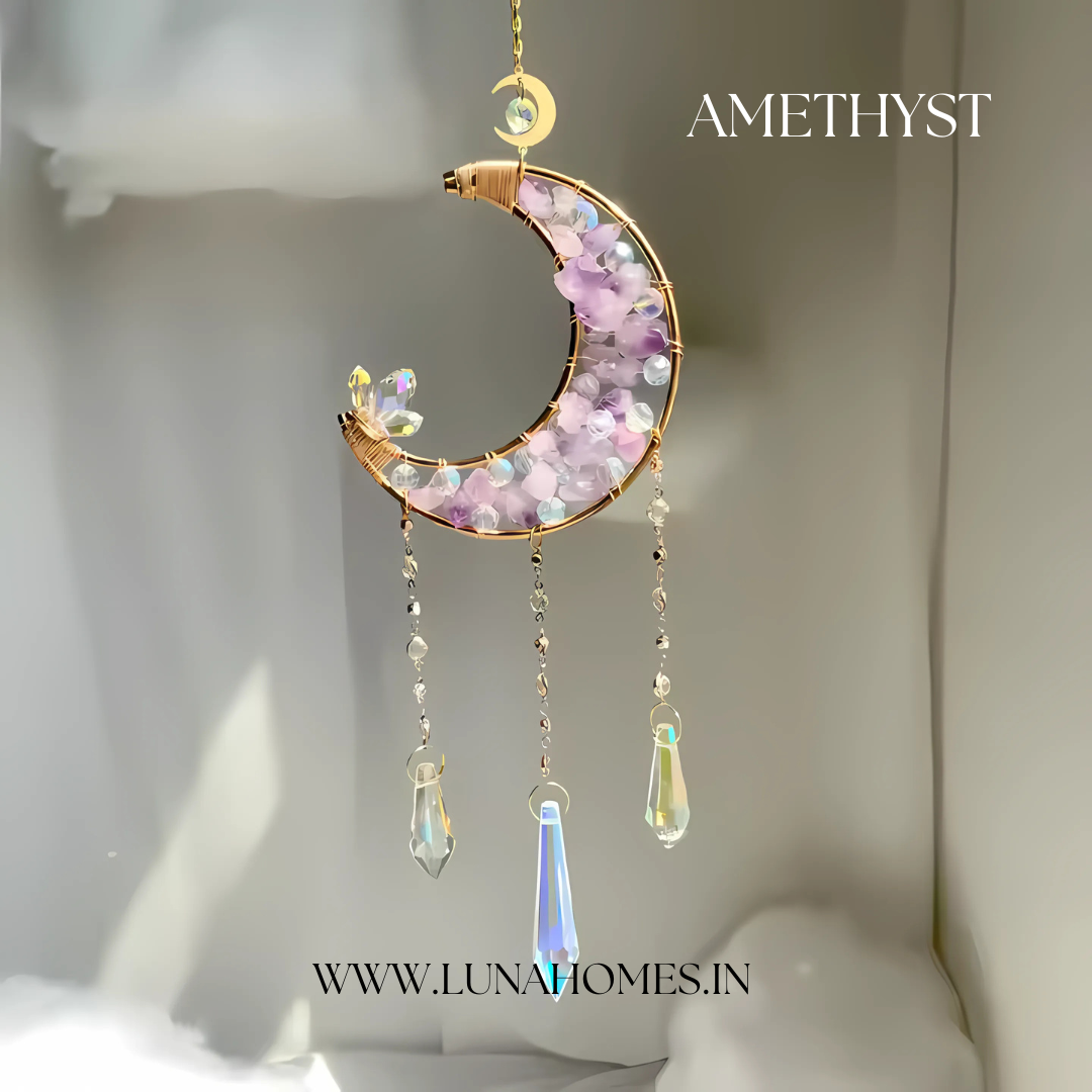 Aurora Half Moon- Natural Gemstone Handcrafted SunCatchers | Suncharms