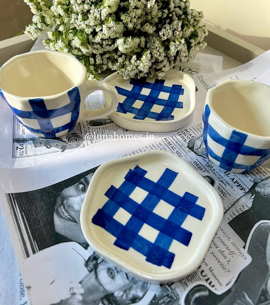 Minimal Blue Mug and Saucer Set